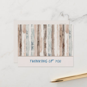 Thinking of You Blue Cream Brown Stripes Postcard