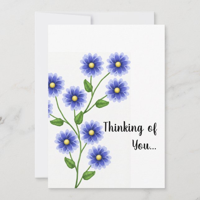 Thinking of You - Blue Flower Invitation (Front)