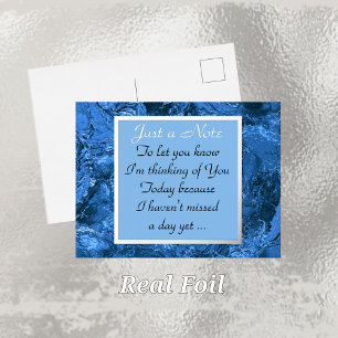 Thinking of You Blue Marble Foil Postcard