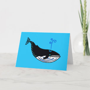 Thinking of you! - Blue WHALES - Endangered animal Note Card