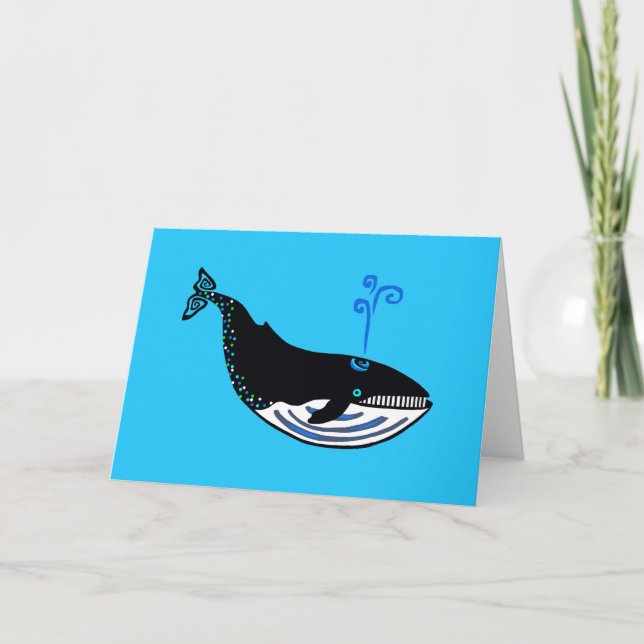 Thinking of you! - Blue WHALES - Endangered animal Note Card (Front)