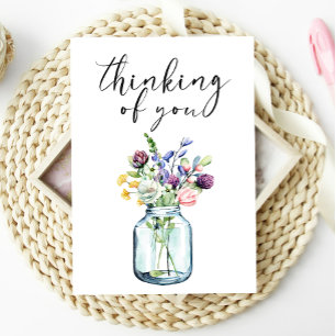 Thinking of You Boho Pastel Floral Card
