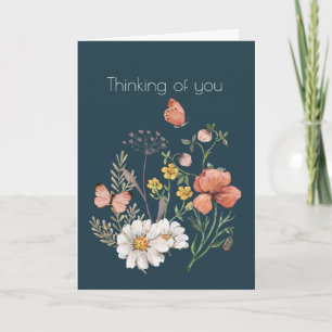 Thinking of You Botanical Wildflower Flower Boho Card