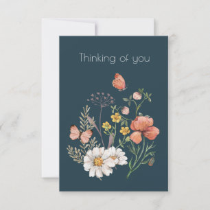 Thinking of You Botanical Wildflower Flower Boho Thank You Card