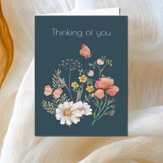 Thinking of You Botanical Wildflower Flower Boho Thank You Card (Creator Uploaded)