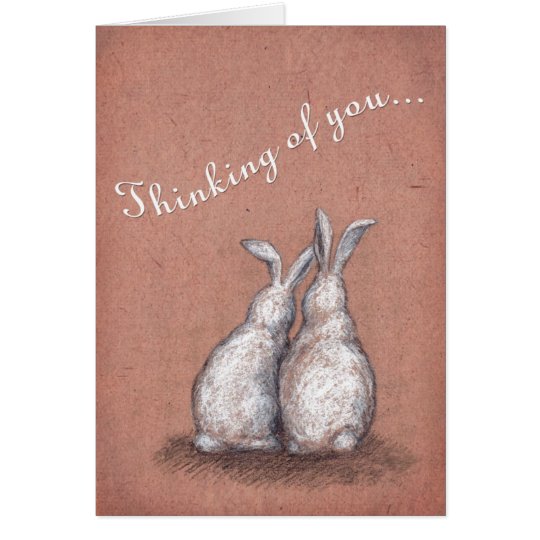 Thinking of You Bunnies Custom Greeting Card