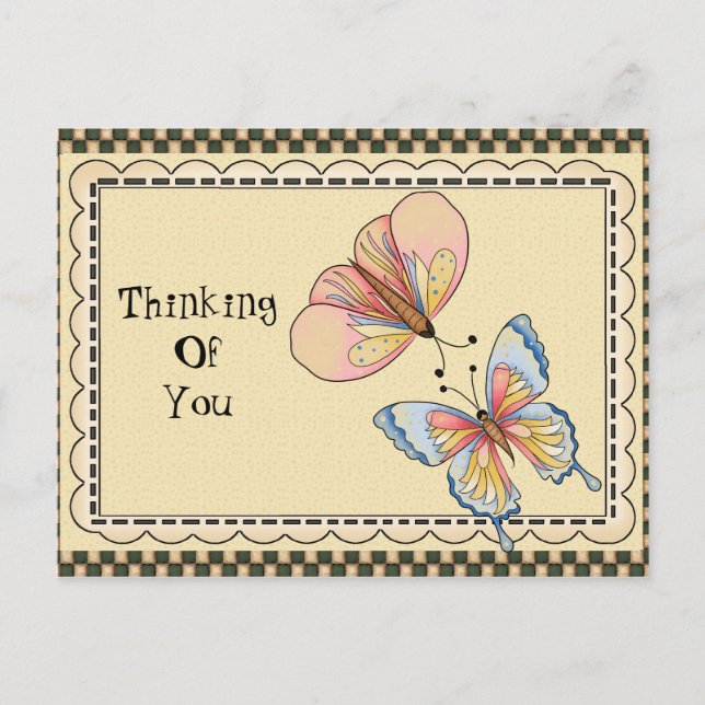 Thinking Of You Butterfly cartoon postcard (Front)