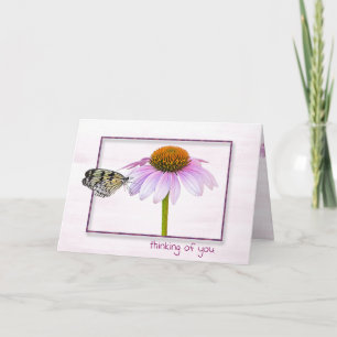 Thinking Of You Butterfly on Cone Flower Card