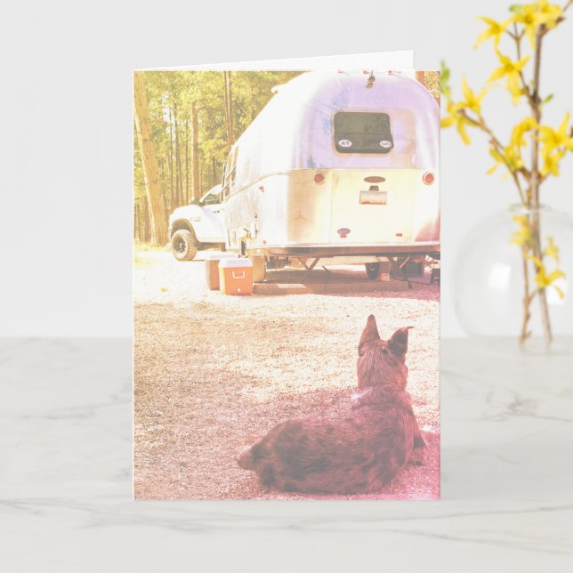 Thinking of You Camper Dog Photo Template (Yellow Flower)