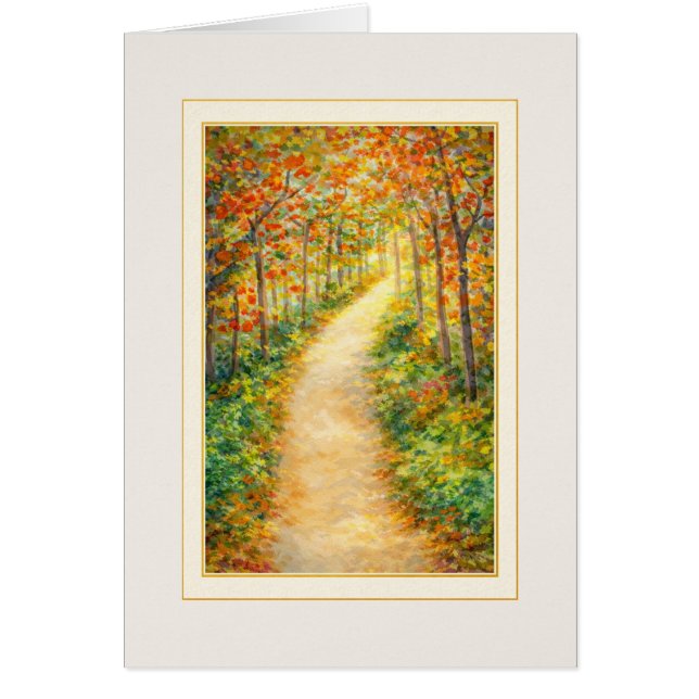 Thinking of You Card | Autumn Path Art Note Card (Front)