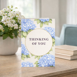 Thinking of You Card   Blue Hydrangea Flowers