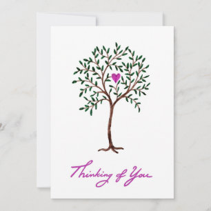 Thinking of you card, tree with heart thank you card