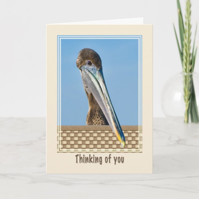 Thinking of You Card with Brown Pelican (Front)