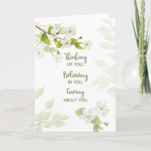 Thinking of You Caring Soft White Blossoms Green Card
