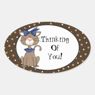 Thinking of you cartoon cat sticker