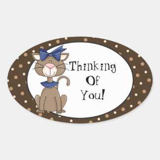 Thinking of you cartoon cat sticker