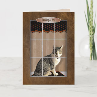 Thinking of you -  Cat Looking out Window Card