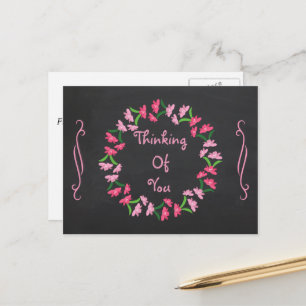 Thinking of You Chalkboard Wreath Postcard