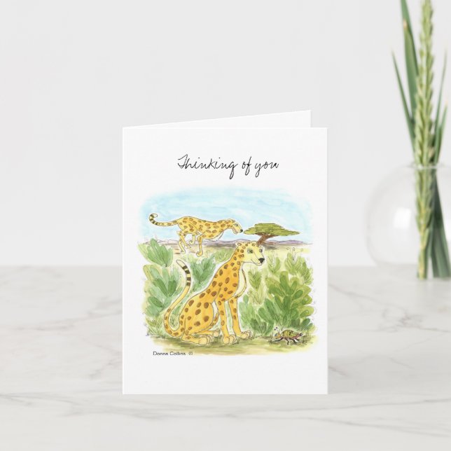 Thinking of you Cheetah Note Card (Front)