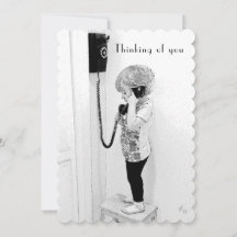 Thinking of You, Child, Old Phone, B&W Art