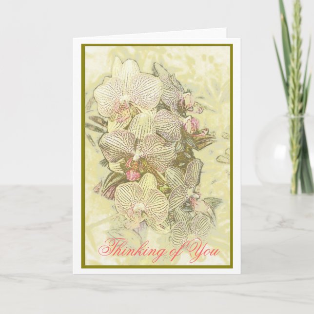 Thinking of You/ classic striped orchids Card (Front)
