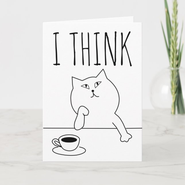 THINKING OF YOU COFFEE CAT GREETING CARDS (Front)