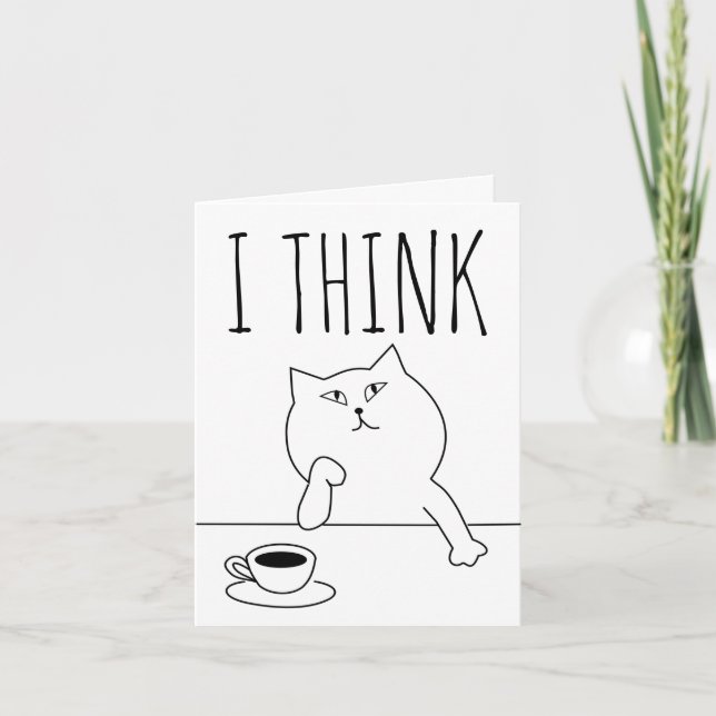 THINKING OF YOU COFFEE CAT GREETING CARDS (Front)