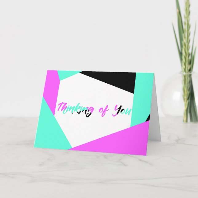 Thinking of You Colour-Blocking Card  | Black Teal (Front)