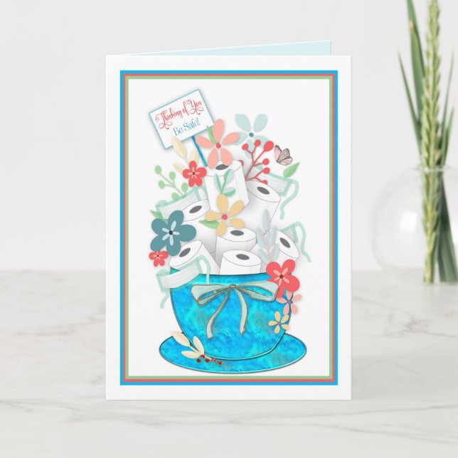 Thinking of You, Coronavirus,Toliet Paper & Flower Card (Front)