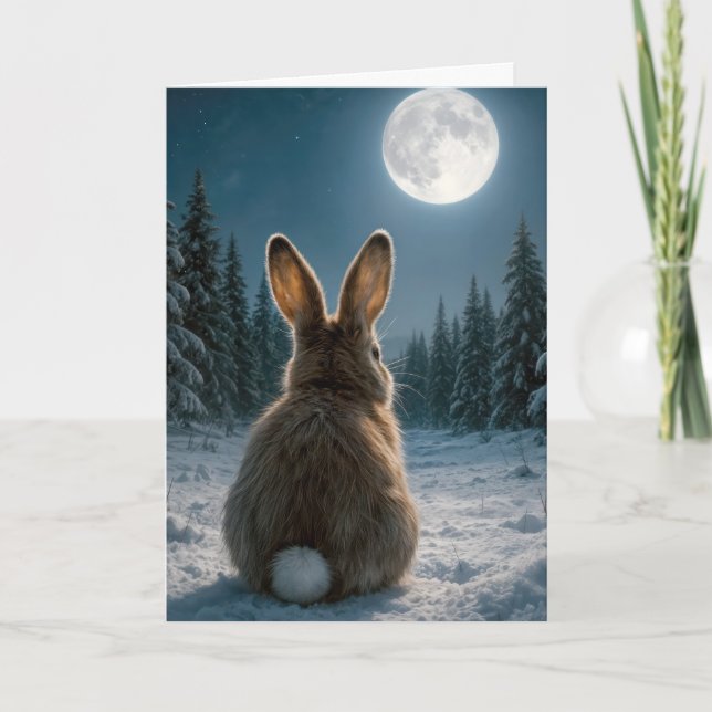 Thinking of you Cottontail Rabbit In Moonlight Card (Front)