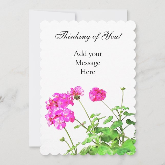 Thinking of You, Crisp Fresh Geraniums Holiday Card (Front)