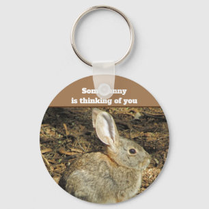 Thinking of You Cute Bunny Photo Encouragement Key Ring