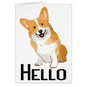 Thinking of You Cute Puppy Dog Corgi Hello