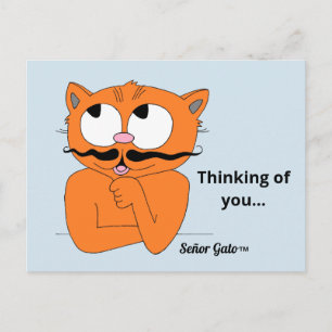 "Thinking of You..." cute sweet moustache cat Postcard