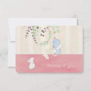 Thinking of You Cute White Mice Greeting Card