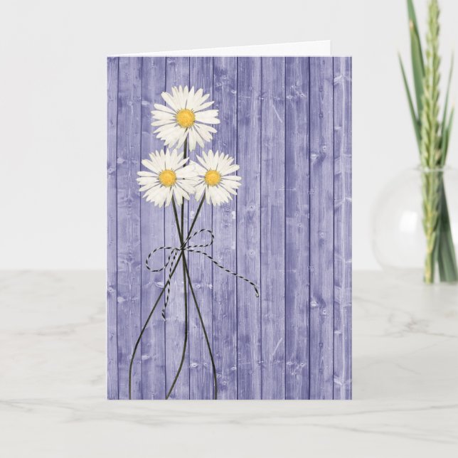 Thinking of You Daisies On Purple Wood Card (Front)