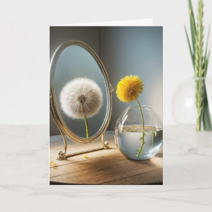 Thinking of You Dandelion Reflection In a Mirror Card