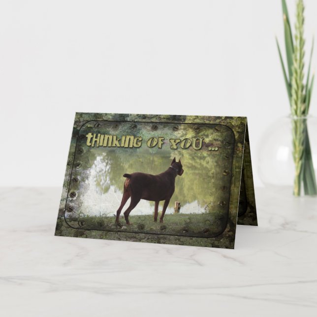 Thinking of You - Doberman Overlooking a Lake Card (Front)
