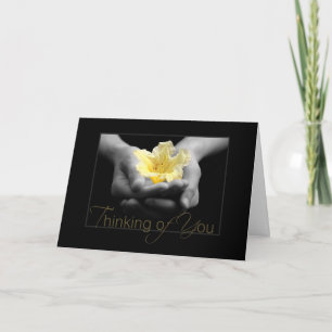 Thinking of You Elegant Yellow Flower In Hands Card