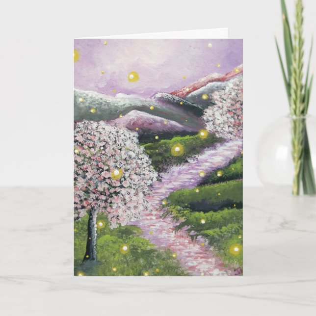 Thinking of You Firefly Dogwood Greeting Card (Front)