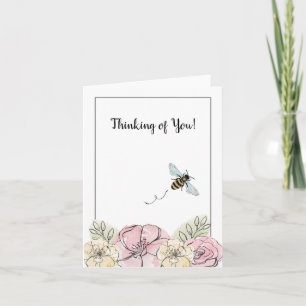 Thinking of You Flowers and Bee Card