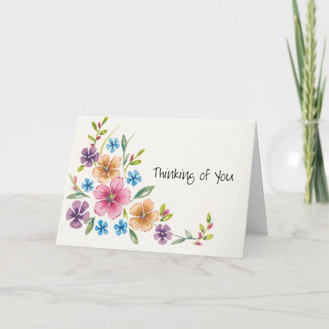 Thinking of You flowers blank daisy happy cheery Card (Front)