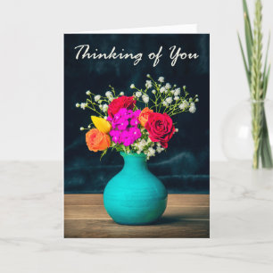 Thinking of You For Anyone Beautiful Flowers Holiday Card