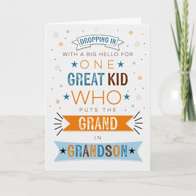 Thinking of You for Young Grandson Blue Card (Front)