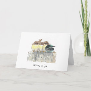 Thinking of You - Four little birds, 1 stands out Card