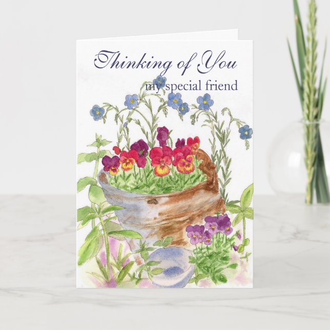 Thinking of You Friend Flower Bouquet Card (Front)