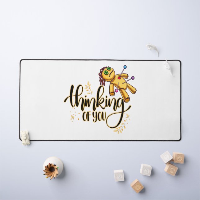 Thinking of You Funny Halloween Voodoo Doll Desk Mat (Kids Table)