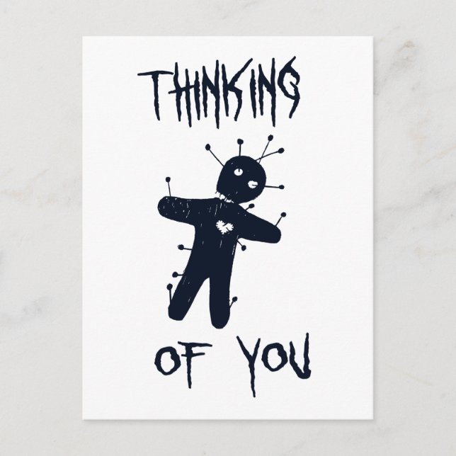Thinking of You - Funny Halloween Voodoo Doll Postcard (Front)