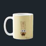 Thinking of You Funny Owl Pun Leaving Farewell Coffee Mug<br><div class="desc">Say goodbye with a hoot! The "Thinking of You Funny Owl Pun Leaving Farewell Coffee Mug " is a perfect way to send off friends, coworkers, or loved ones with a smile. Featuring a whimsical owl design and clever wordplay, this Coffee Mug brings humour and heart to any farewell. Whether...</div>