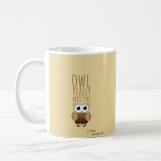 Thinking of You Funny Owl Pun Leaving Farewell Coffee Mug